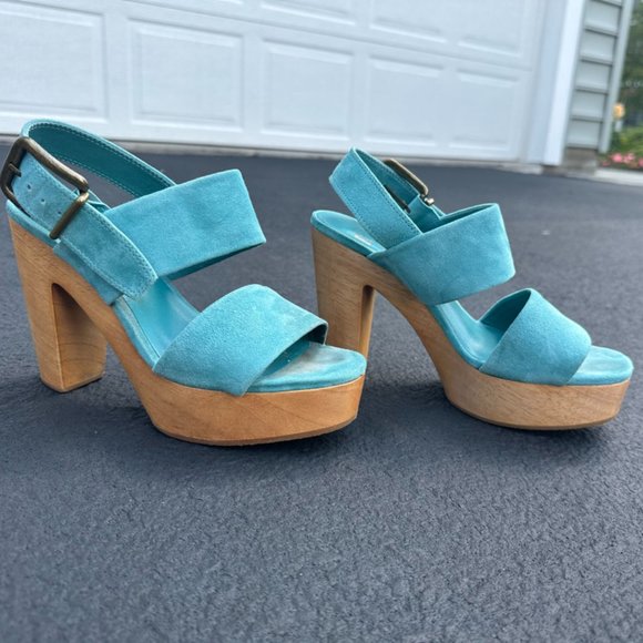 Charlotte Stone platform heels in Aqua - Picture 2 of 5